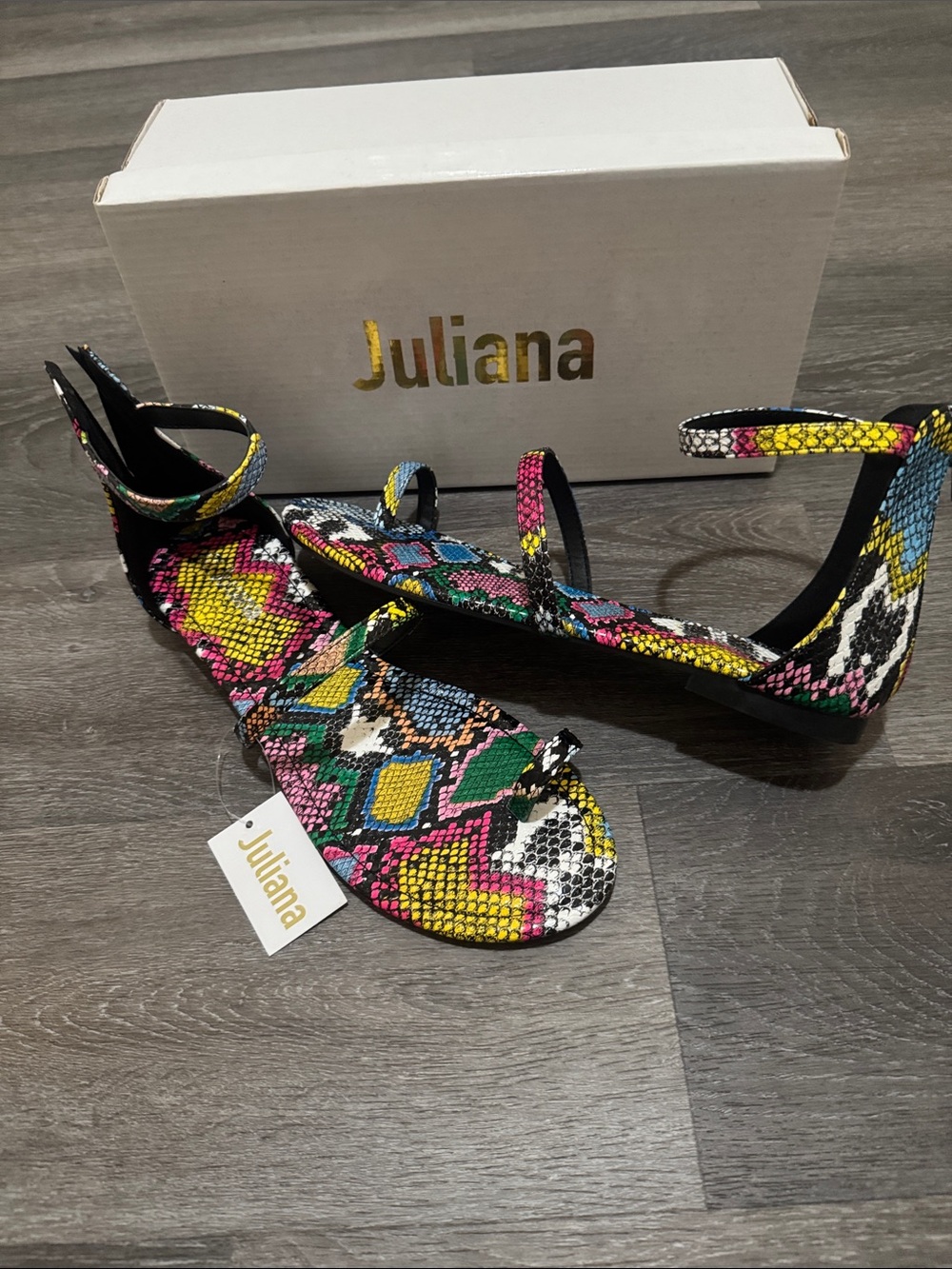 Juliana Multicolor Snake-Print Strappy Women's Sandals